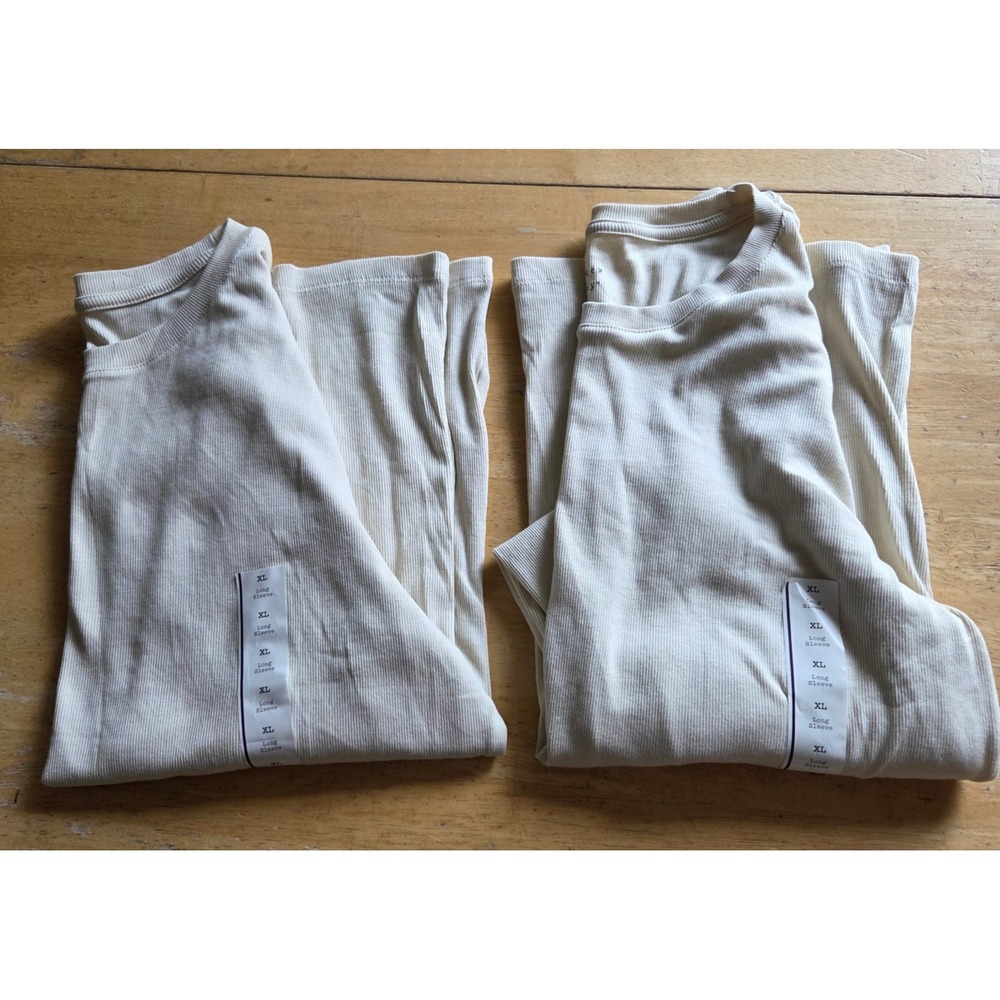 Lot of 2 NEW Target A New Day Womens Cream Ribbed Long Sleeve Shirt XL Modal